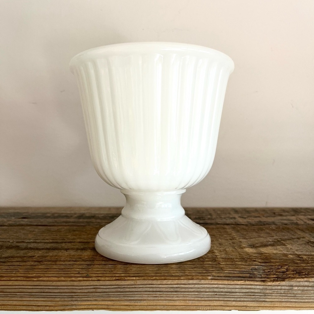 Milk glass Pedestal planter